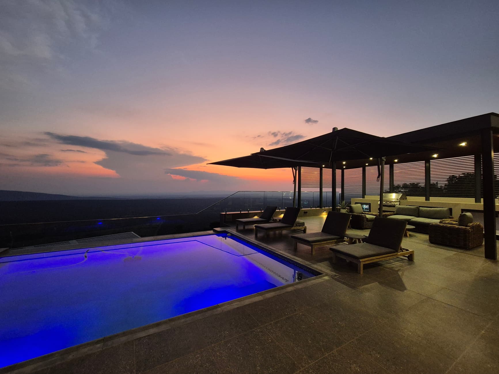 Baobab House exterior at dusk